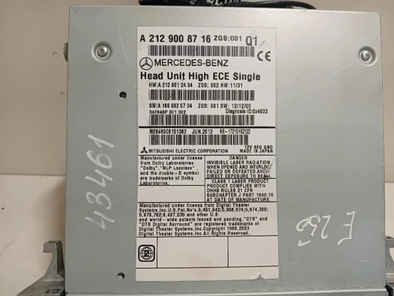 Unita DI Comando Multimediale A2129008716 Mercedes Classe E W212 2013