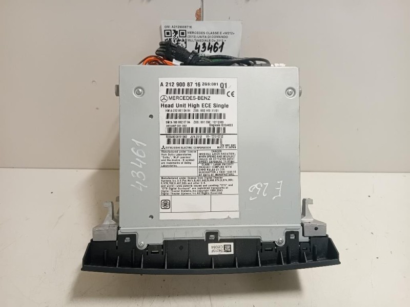 Unita DI Comando Multimediale A2129008716 Mercedes Classe E W212 2013