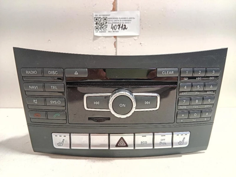 Unita DI Comando Multimediale A2129005327 Mercedes Classe E W212 2013