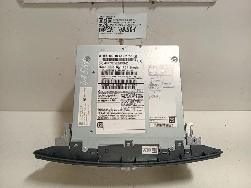 Unita DI Comando Multimediale A1669009808 Mercedes Classe ML W166 2012