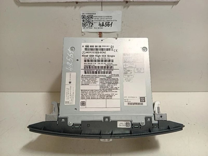 Unita DI Comando Multimediale A1669009808 Mercedes Classe ML W166 2012