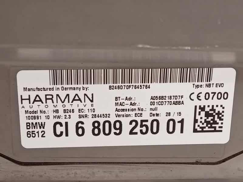 Unita DI Comando Multimediale 6809250 01 Mini MINI Cooper F56 2014