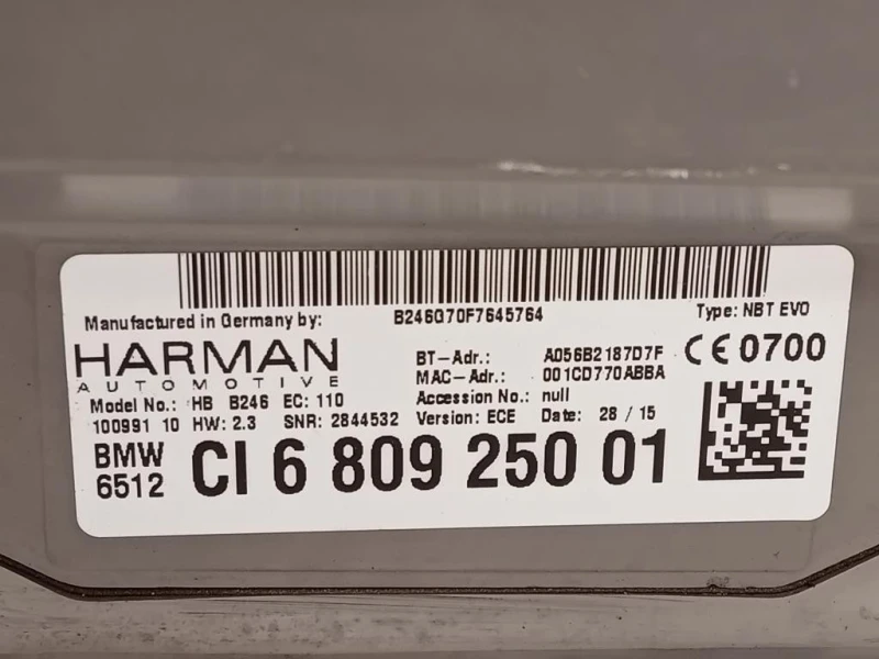 Unita DI Comando Multimediale 6809250 01 Mini MINI Cooper F56 2014