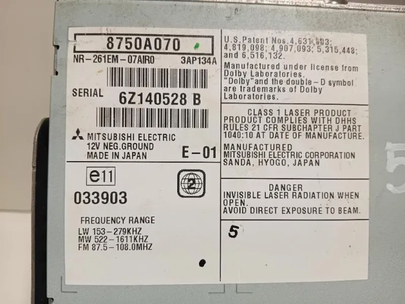 Unita DI Comando Multimediale NR261EM07AIR0 Mitsubishi Pajero IV 2007