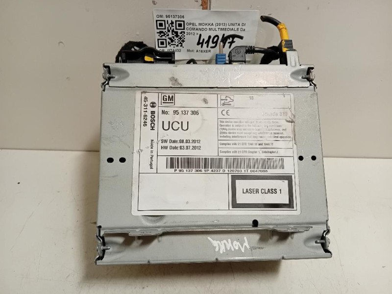 Unita DI Comando Multimediale 95137306 Opel Mokka 2013