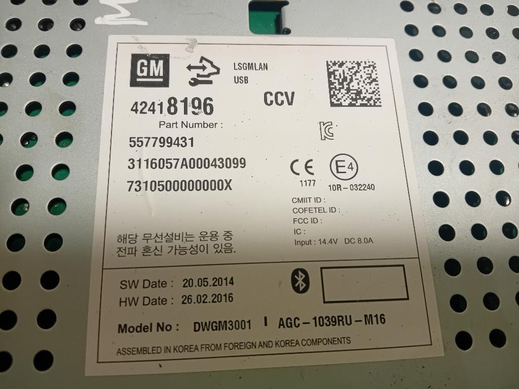 Unita DI Comando Multimediale 42418196 Opel Mokka X 2016