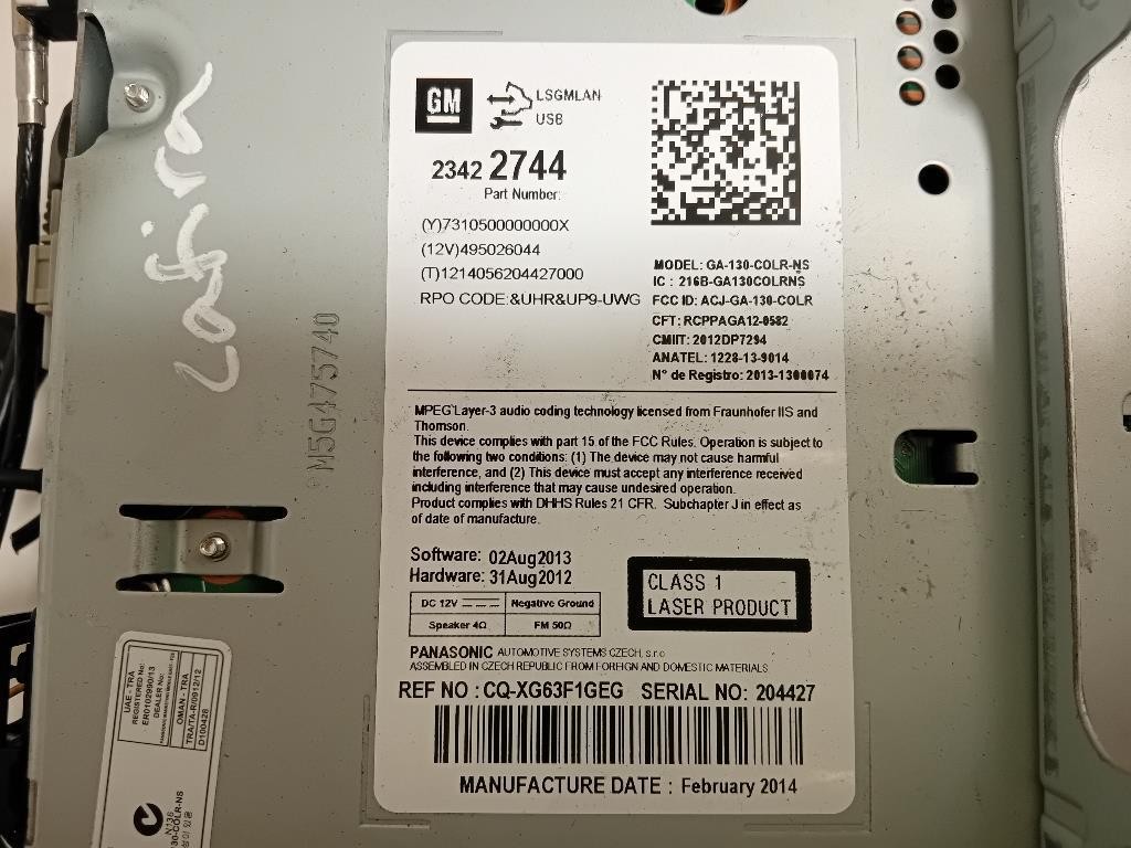 Unita DI Comando Multimediale 23422744 Opel Zafira C 2012