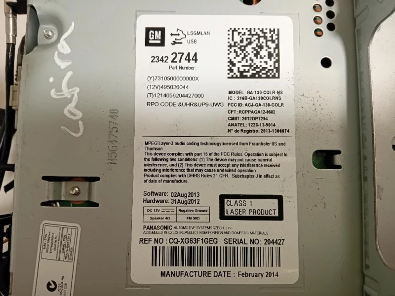 Unita DI Comando Multimediale 23422744 Opel Zafira C 2012