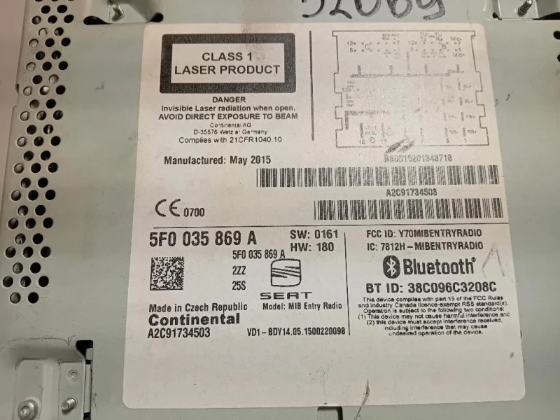 Unita DI Comando Multimediale 5F0035869 Seat LEON 5F1 2013