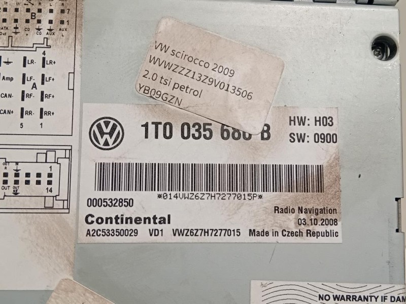 Unita DI Comando Multimediale 1T0035680B Volkswagen Scirocco III 2009