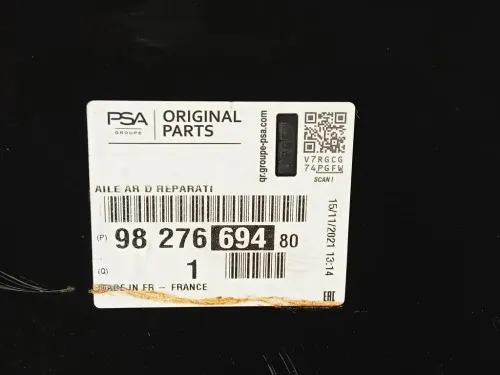 Parafango POST DX 9827669480 NUOVO Citroen Berlingo IV 2018