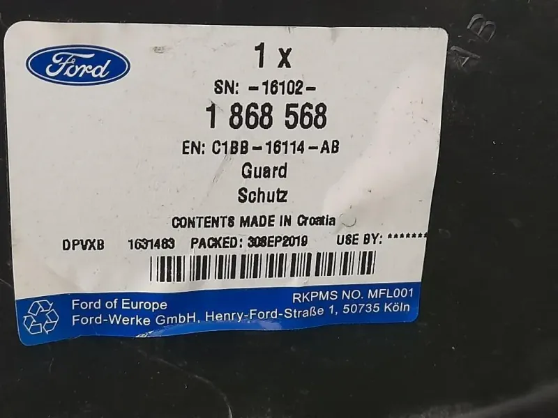 Parasassi Passaruota Interno ANT DX 1868568 Ford Fiesta VI 2008