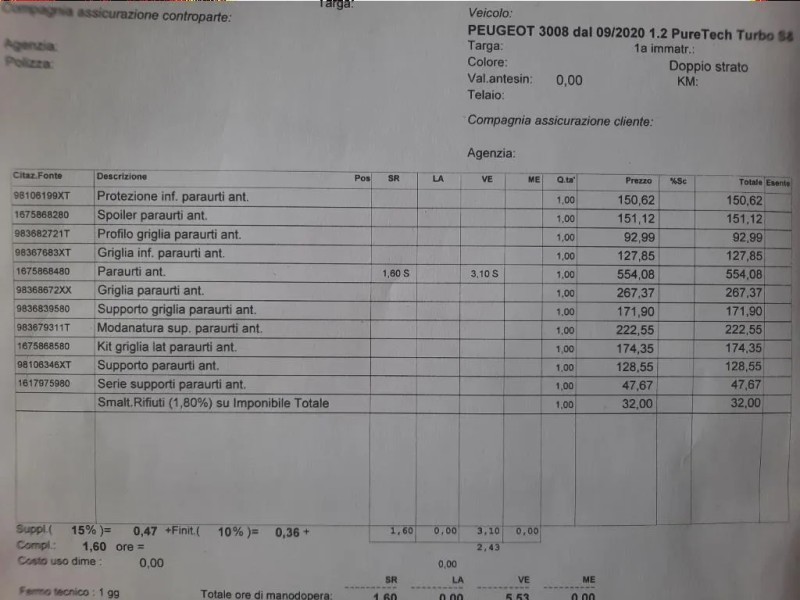 Paraurti ANT 9836768577 Peugeot 3008 II 2020