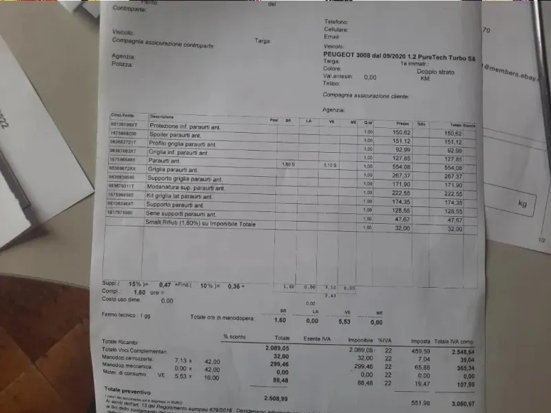 Paraurti ANT 9836768577 Peugeot 3008 II 2020