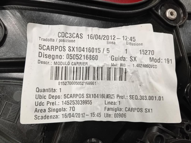 Porta POST SX 50509299 Alfa Romeo Giulietta 2010