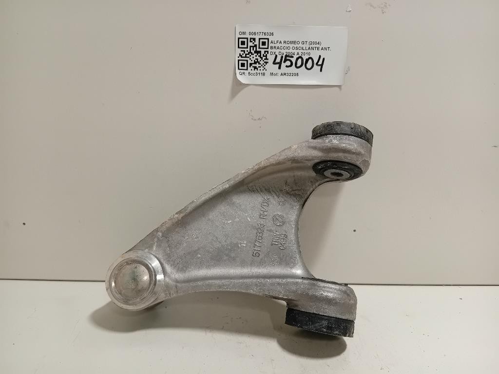 Braccio Oscillante ANT DX 0051776326 Alfa Romeo GT 2004