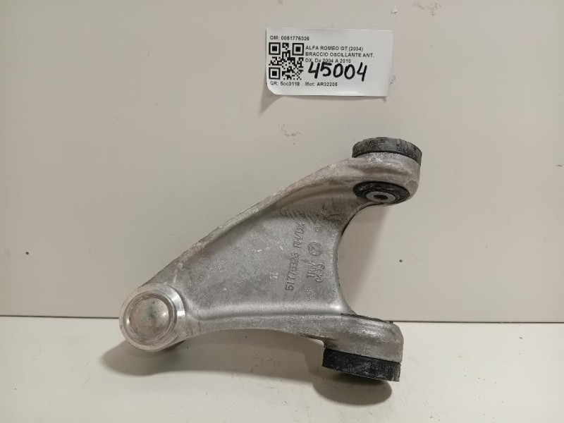 Braccio Oscillante ANT DX 0051776326 Alfa Romeo GT 2004