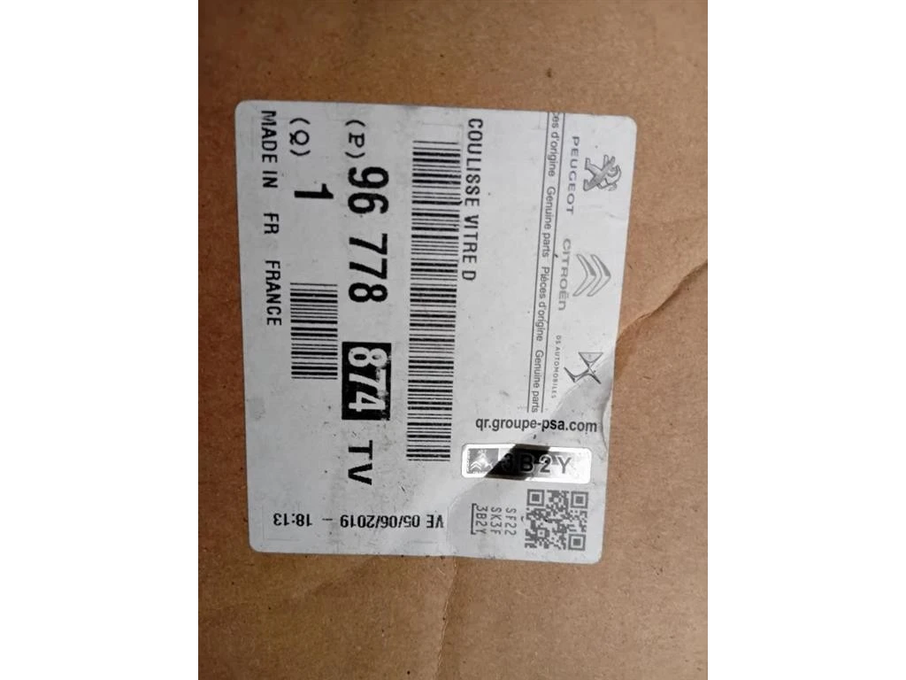 Canalina Scorrimento Cristallo Porta POST DX 96778874TV Peugeot 308 II 2017