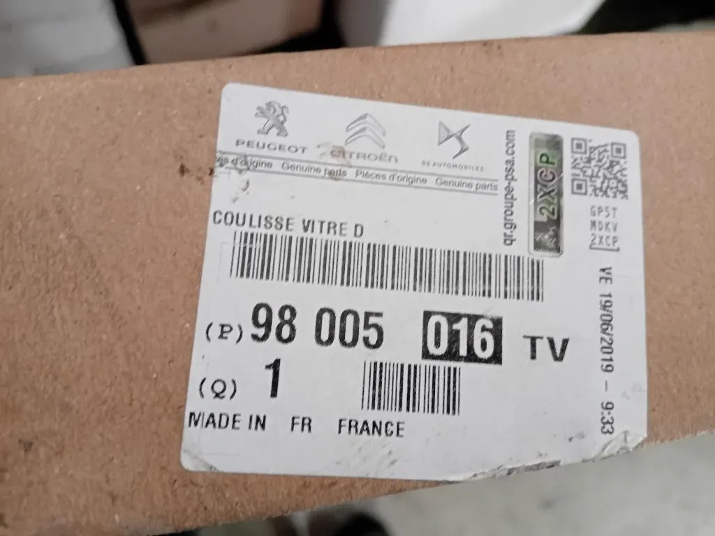 Canalina Scorrimento Cristallo Porta POST DX 98005016TV Peugeot 308 II 2017