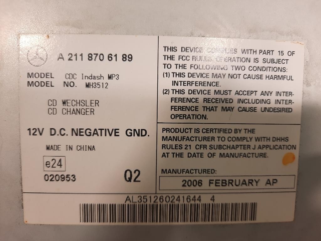 Caricatore CD A2118706189 Mercedes Classe SLK R171 2004