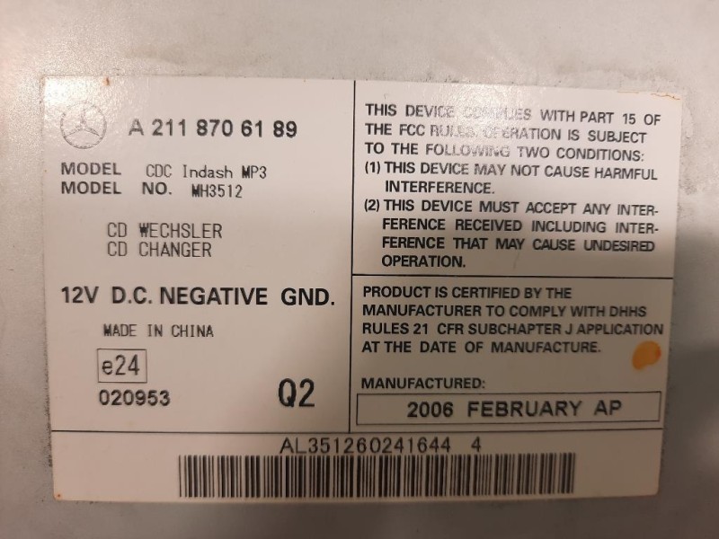 Caricatore CD A2118706189 Mercedes Classe SLK R171 2004