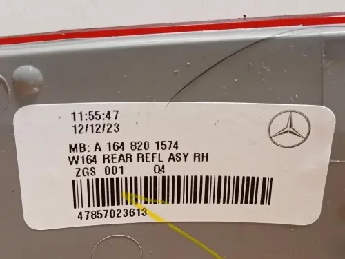 Catarifrangente Paraurti POST POST DX A1648201574 Mercedes Classe ML W164 2008