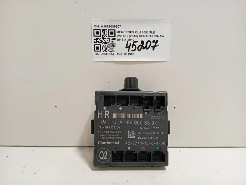 Centralina A1669006507 Mercedes Classe GLE W166 2015
