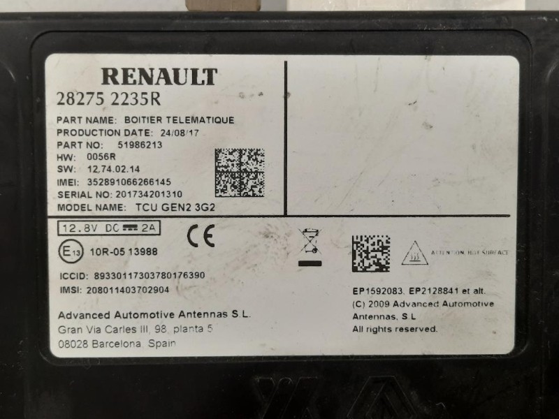 Centralina 28275 2235R CENTRALINA ECU Smart Forfour 453 2015