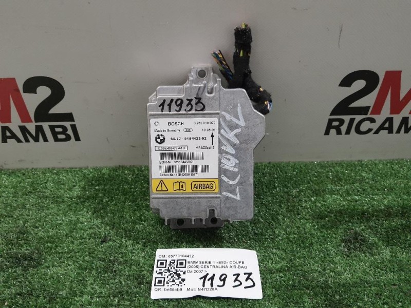 Centralina Air-bag 65779184432 Bmw Serie 1 E82 Coupe 2005