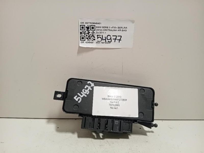 Centralina Air-bag 6577929649401 Bmw Serie 3 F30 Berlina 2012