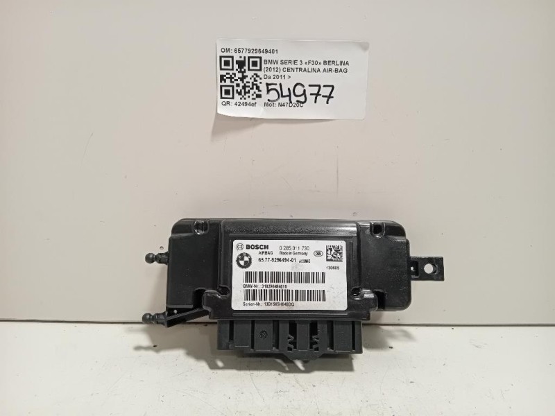 Centralina Air-bag 6577929649401 Bmw Serie 3 F30 Berlina 2012