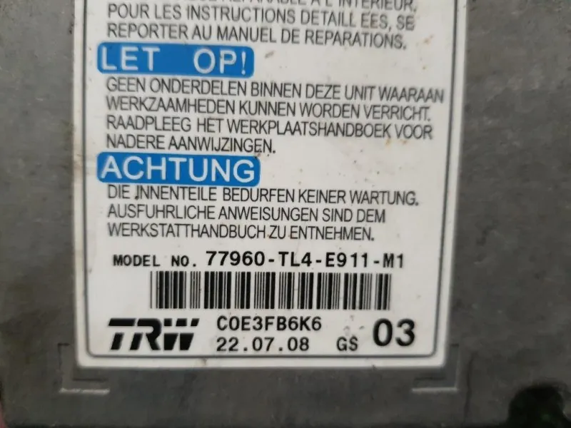 Centralina Air-bag 77960TL4E911M1 Honda Accord IX 2009