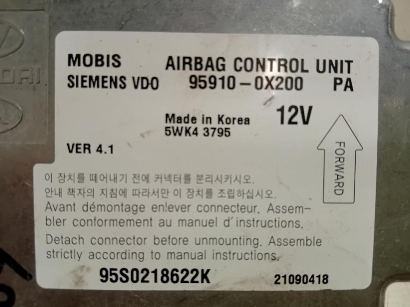 Centralina Air-bag 95910-0X200 Hyundai I10 I 2008