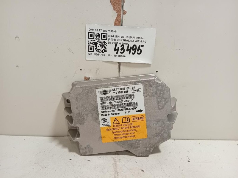 Centralina Air-bag 6577 9807169-01 Mini MINI Clubman R55 2008