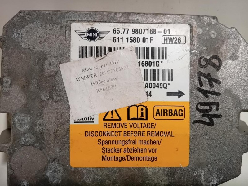 Centralina Air-bag 65779807168 Mini MINI Cooper R57 Cabrio 2007