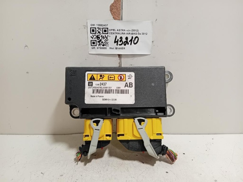 Centralina Air-bag 13582437 Opel Astra J 2012