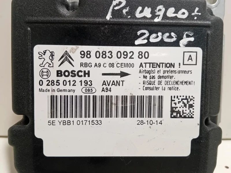 Centralina Air-bag 9808309280 Peugeot 2008 I 2013