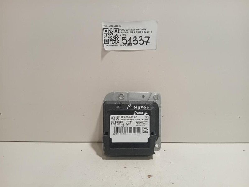 Centralina Air-bag 9808309280 Peugeot 2008 I 2013