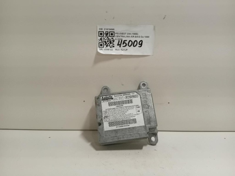 Centralina Air-bag 21619695 Peugeot 206 1999