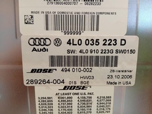 Centralina Amplificatore Acustico 4L0 035 223 D Audi Q7 4LB 2006