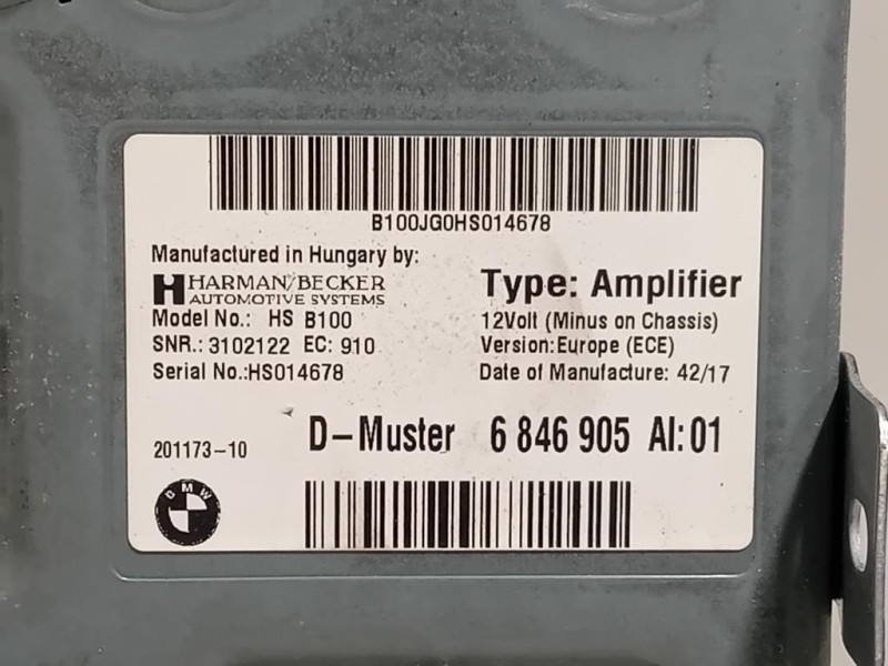 Centralina Amplificatore Acustico 6846905 Bmw Serie 1 F20 Berlina 2015