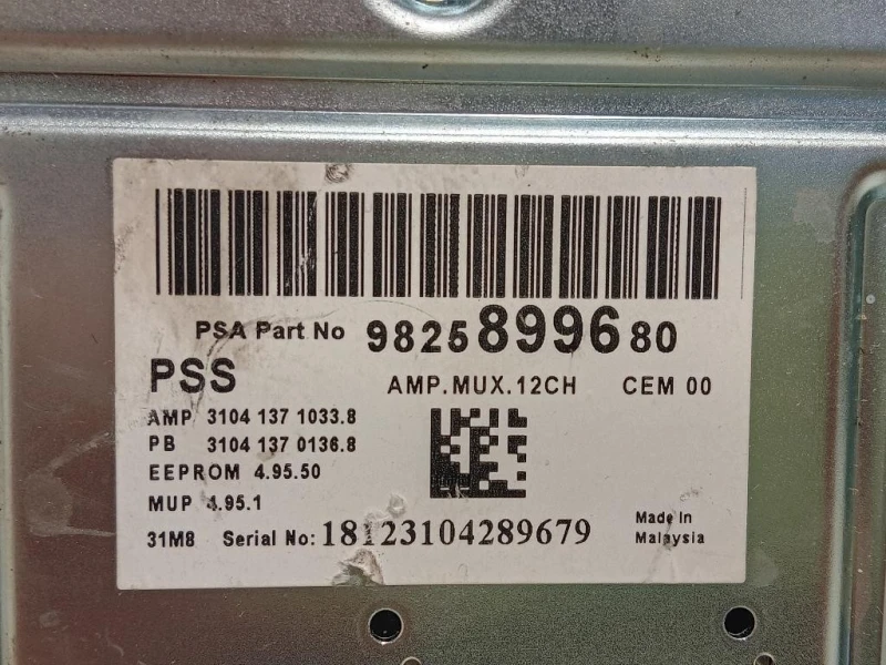 Centralina Amplificatore Acustico 9825899680 Citroen DS3 Crossback 2018