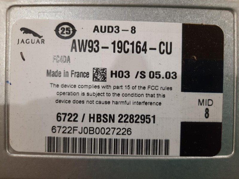 Centralina Amplificatore Acustico AW93-19C164-CU Jaguar XF I 2011