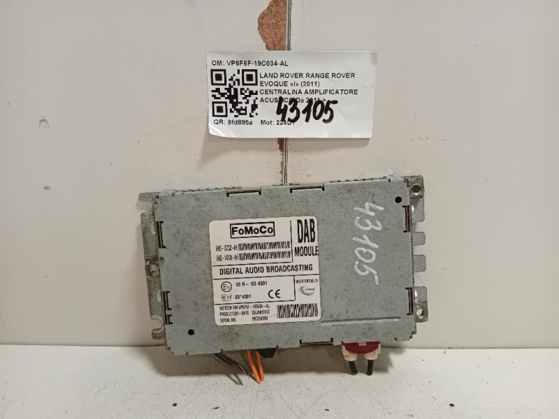 Centralina Amplificatore Acustico VP6F6F-19C034-AL Land Rover Range Rover Evoque I 2011