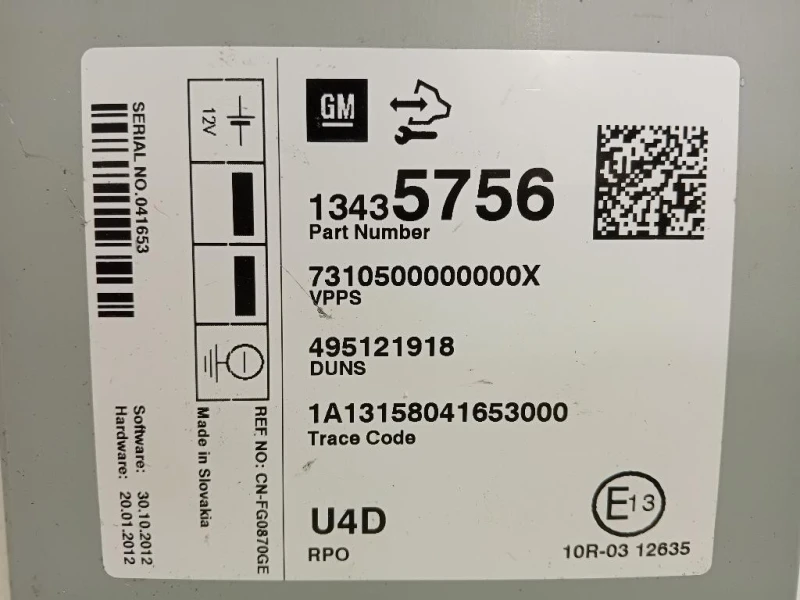 Centralina Amplificatore Acustico 13435756 Opel Astra J 2012