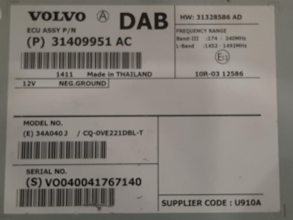 Centralina Amplificatore Acustico 31409951 AC Volvo V40 II 2012