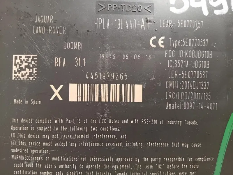 Centralina Chiusura Centralizzata HPLA-19H440-AF Jaguar F-pace 2015