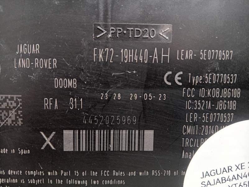 Centralina Chiusura Centralizzata KK72-19H440-AH Jaguar XE 2015