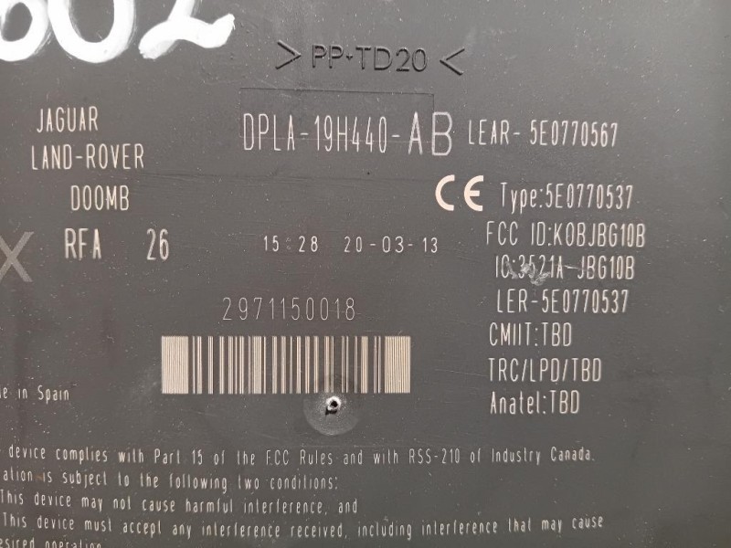 Centralina Chiusura Centralizzata DPLA-19H440-AB Jaguar XF I 2011