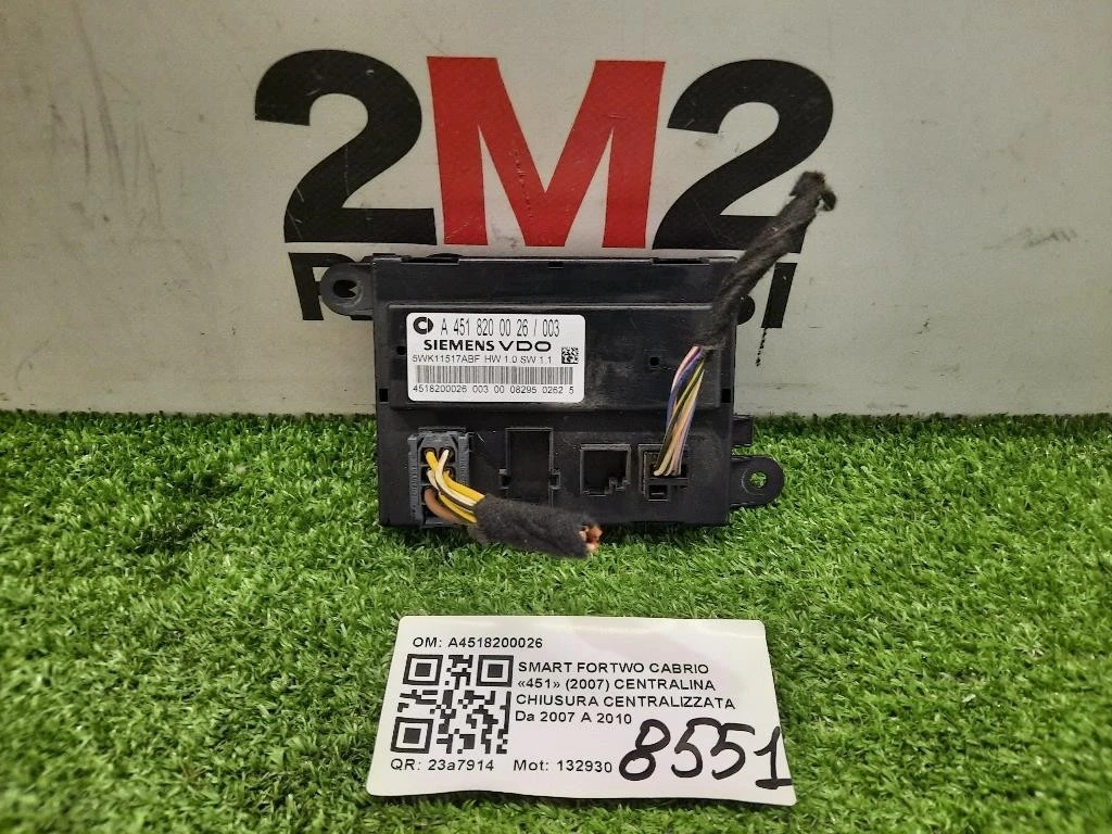 Centralina Chiusura Centralizzata A4518200026 Smart Fortwo Cabrio 451 2007